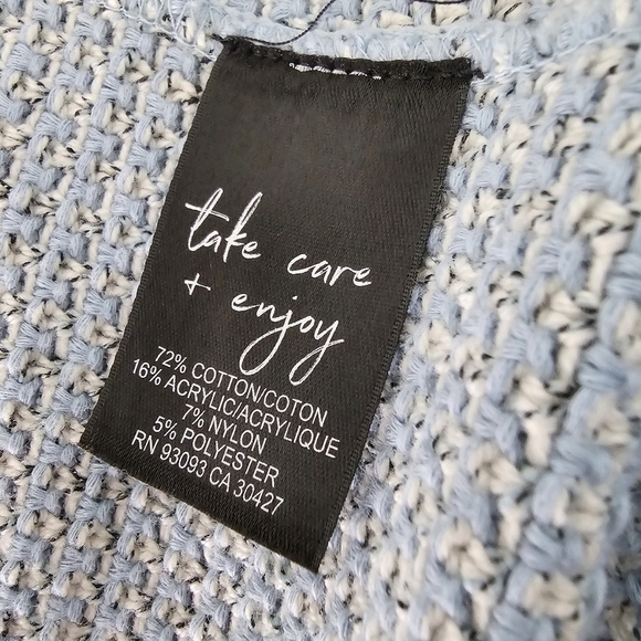 Nic + Zoe Fringe Mix Knit Jacket - Mist (Light Blue) - Picture 9 of 10